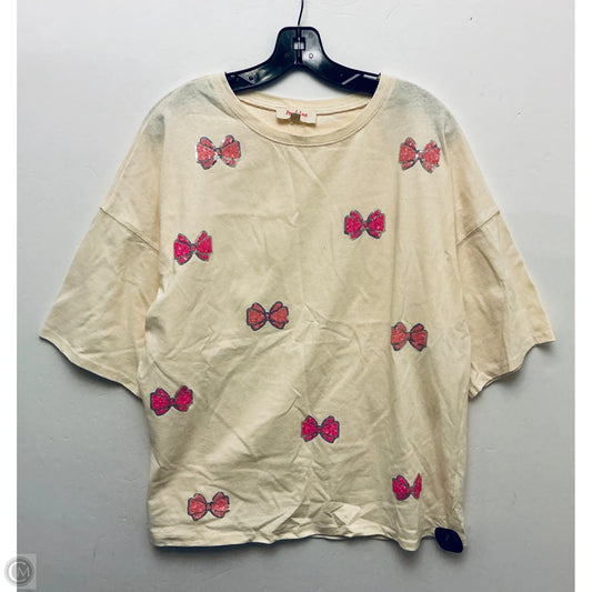 Top Short Sleeve By Peach Love Cream California In Cream, Size: S