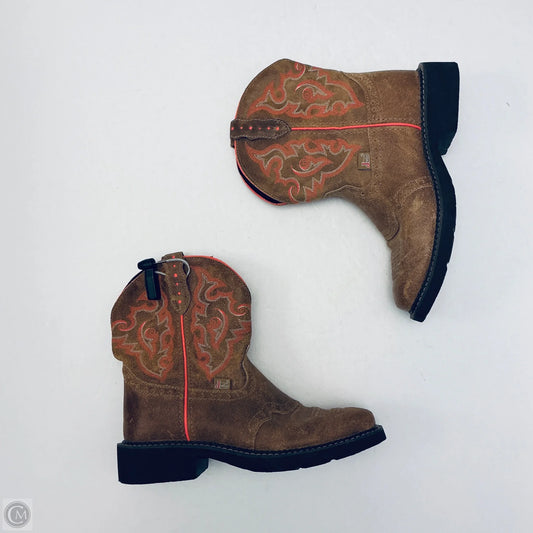 Boots Western By Justin In Brown & Pink, Size: 8