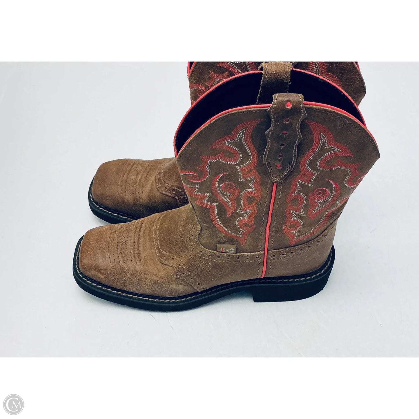 Boots Western By Justin In Brown & Pink, Size: 8