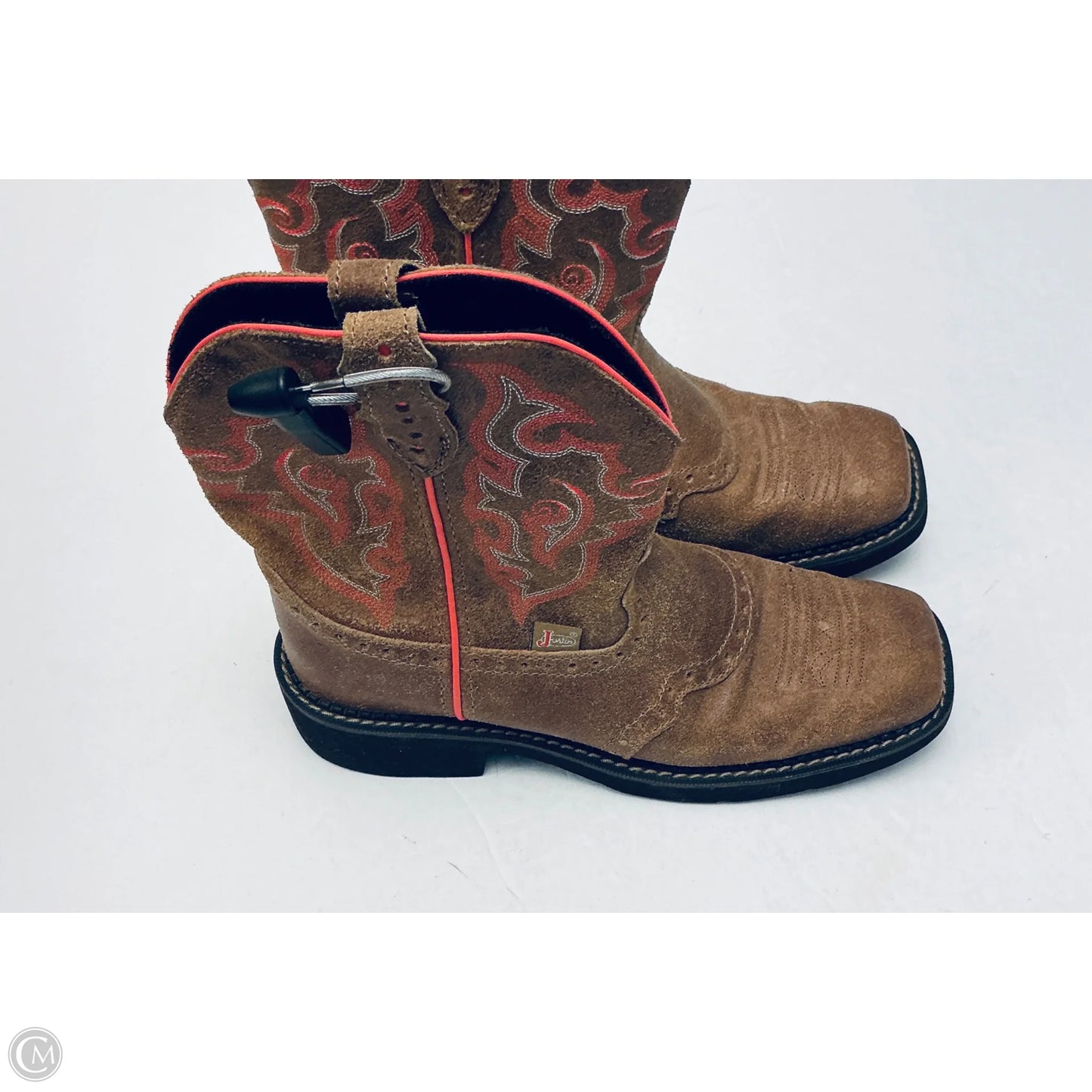 Boots Western By Justin In Brown & Pink, Size: 8