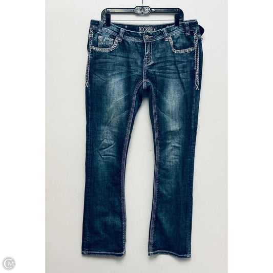 Jeans Boot Cut By Rock & Roll In Blue Denim, Size: 16