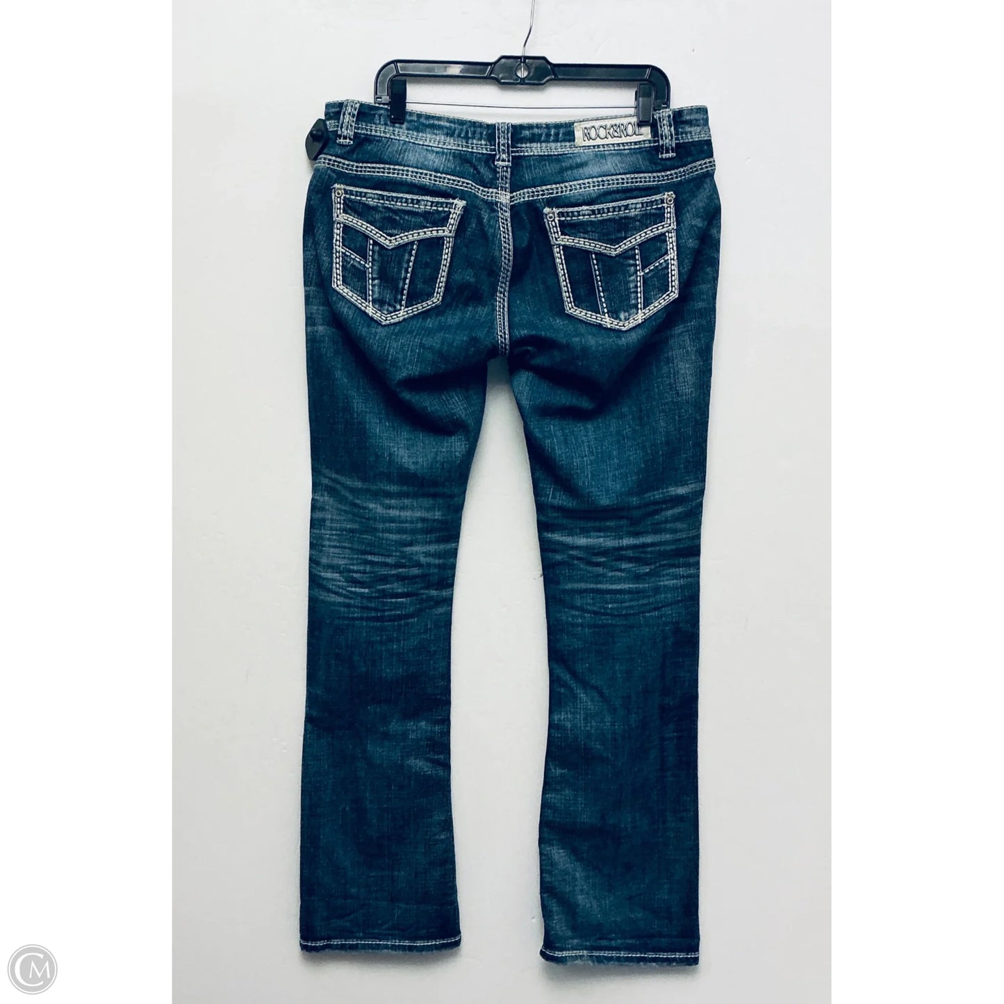 Jeans Boot Cut By Rock & Roll In Blue Denim, Size: 16