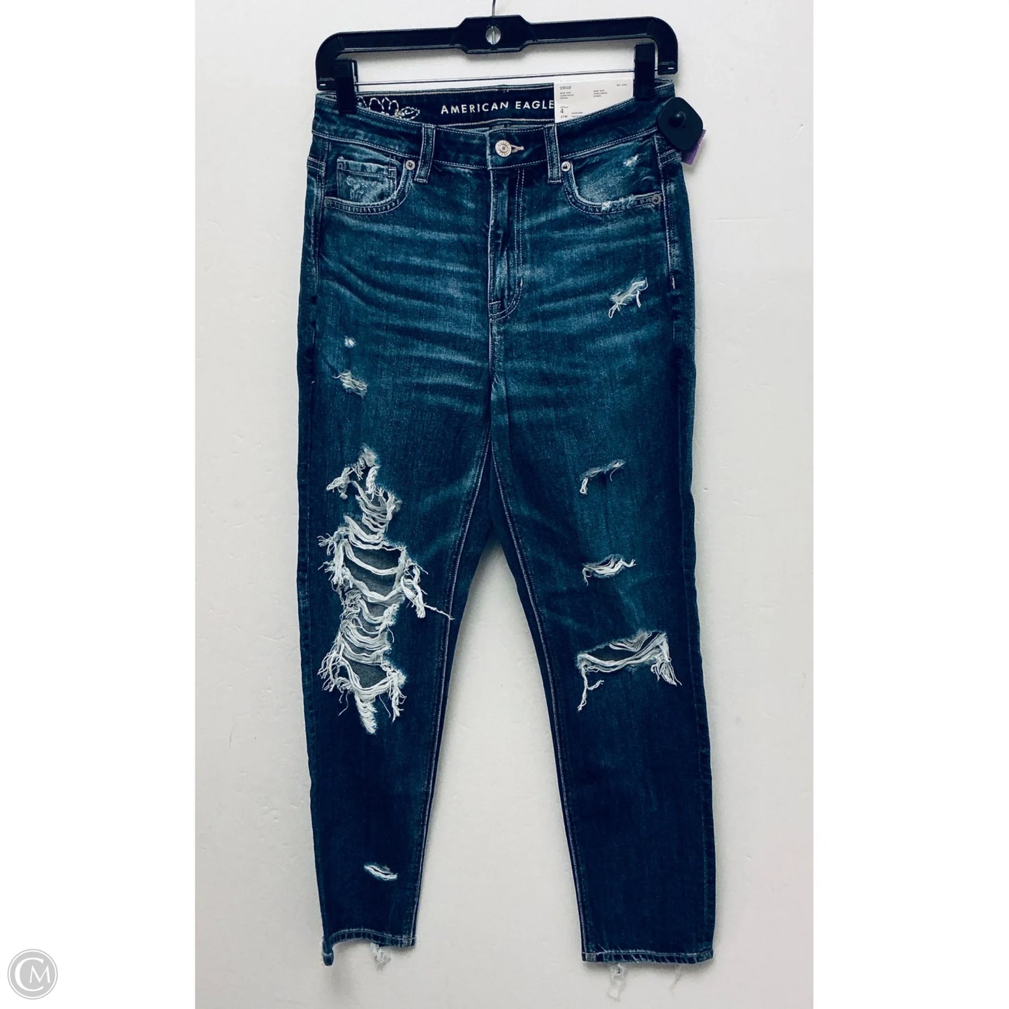 Jeans Straight By American Eagle In Blue Denim, Size: 4