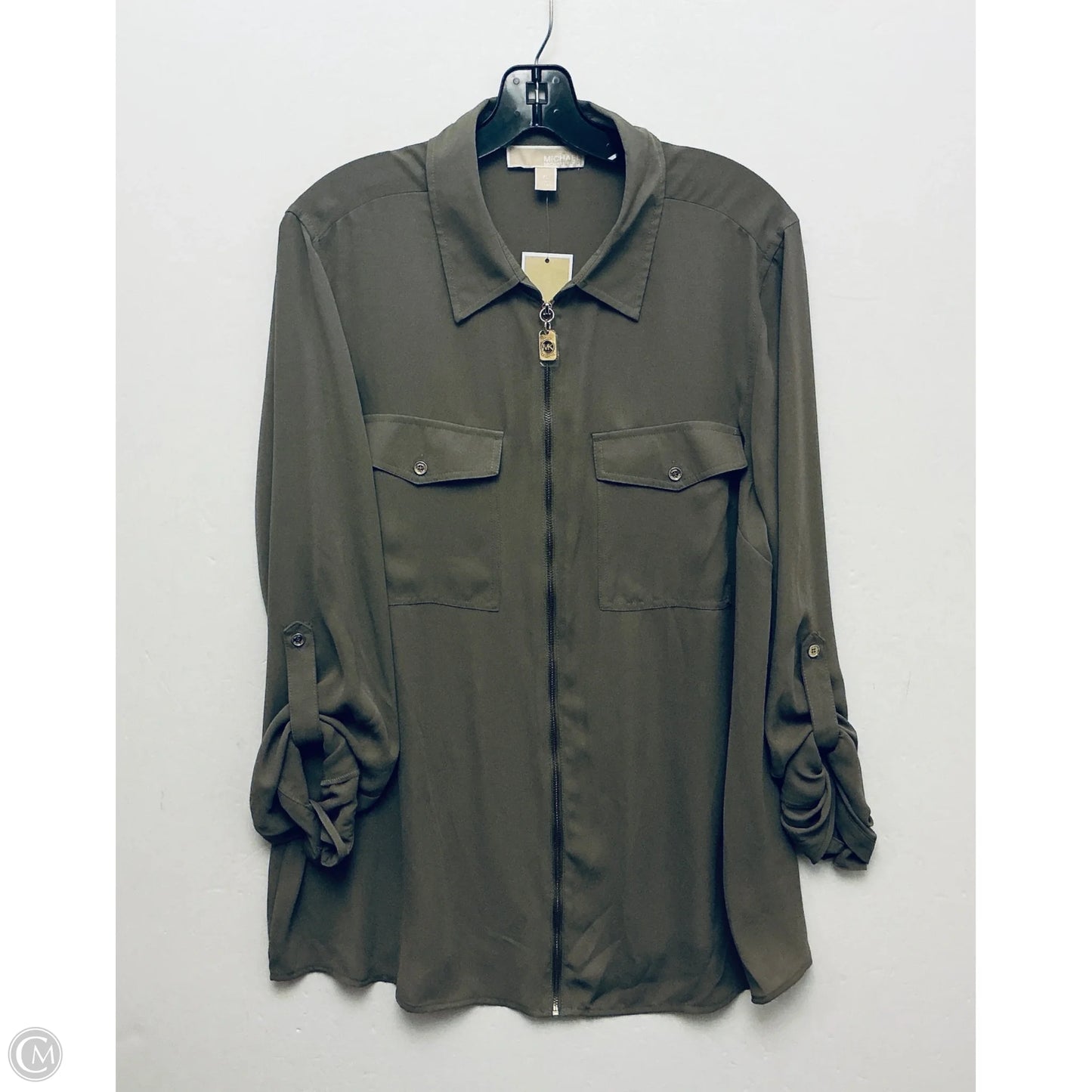 Top Long Sleeve By Michael By Michael Kors In Green, Size: Xl