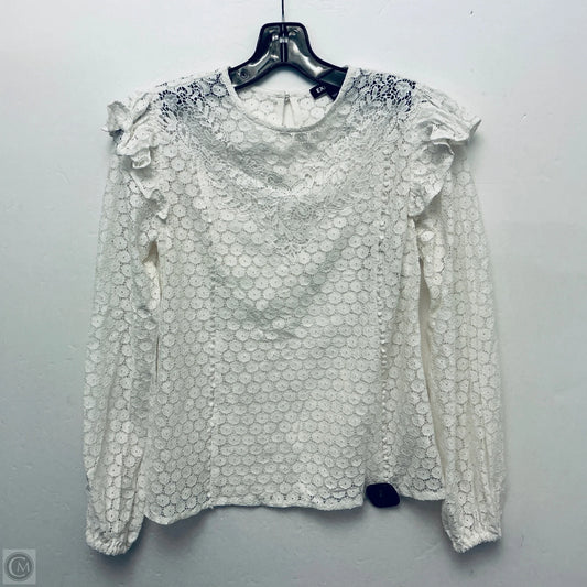 Top Long Sleeve By Express In White, Size: Xs