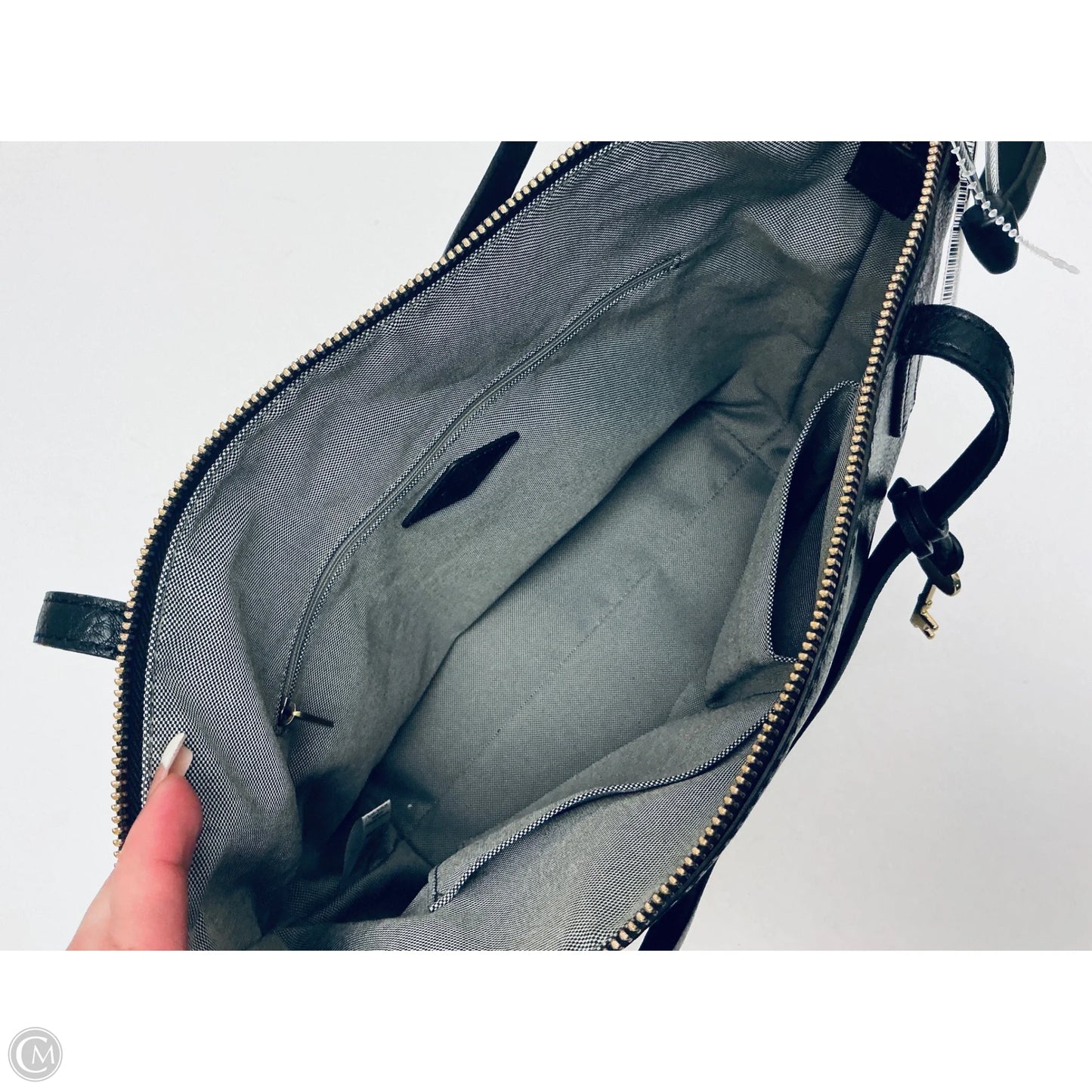 Handbag Leather By Fossil, Size: Medium