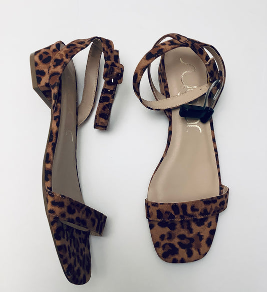 Sandals Heels Block By Sugar In Animal Print, Size: 9.5