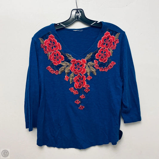 Top Long Sleeve By Rebecca Malone In Blue, Size: L