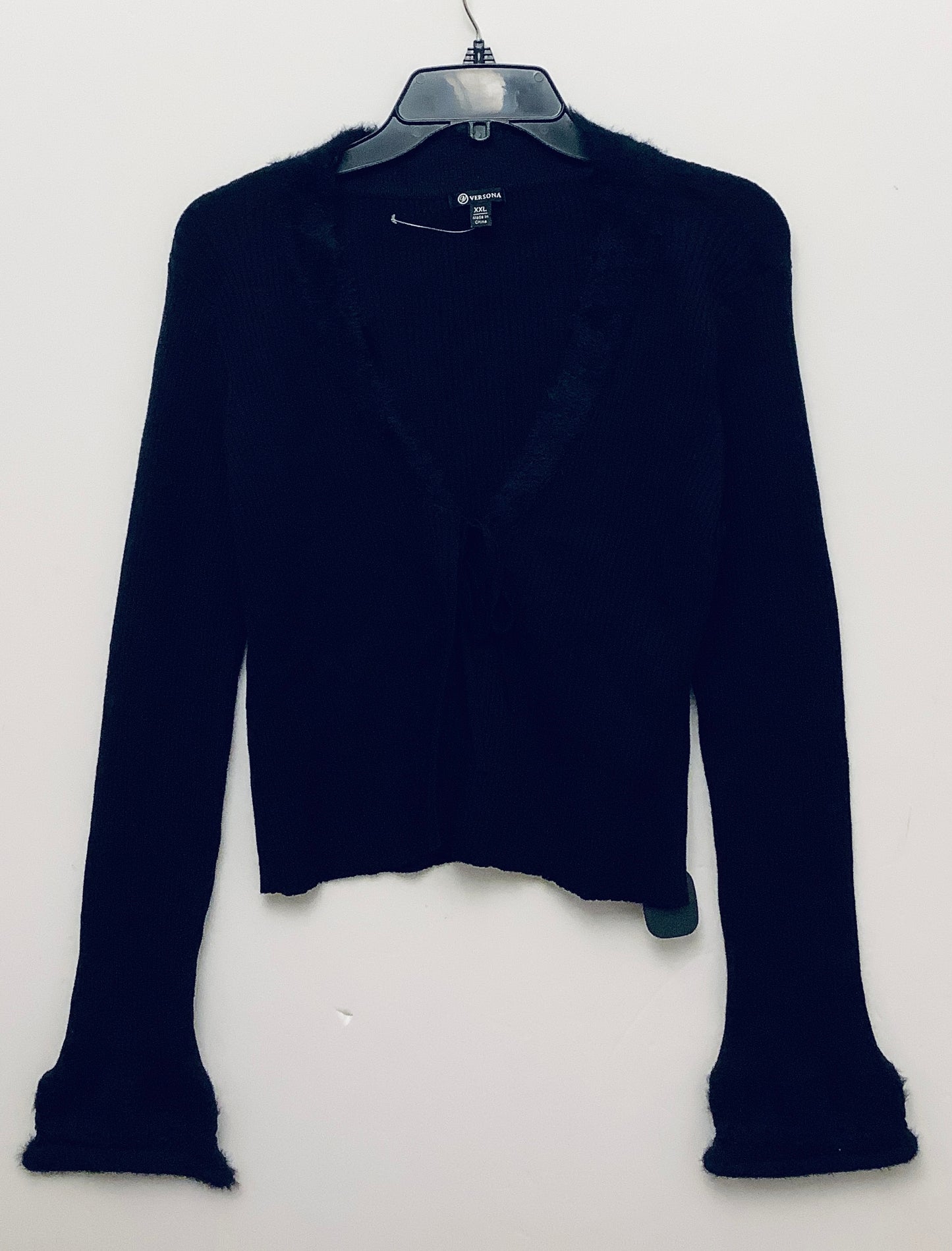 Sweater Cardigan By Versona In Black, Size: Xxl