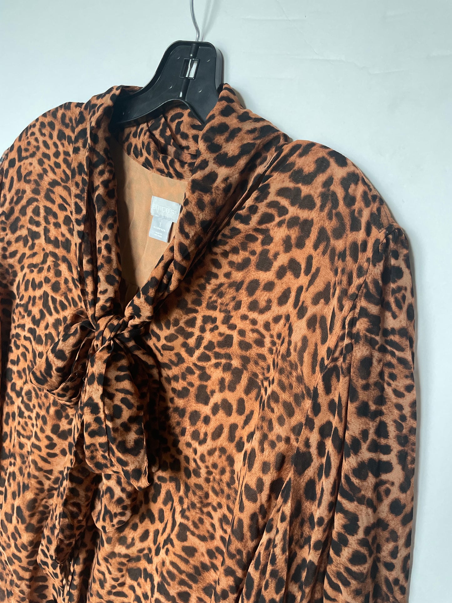 Animal Print Top Long Sleeve Chicos, Size 2x