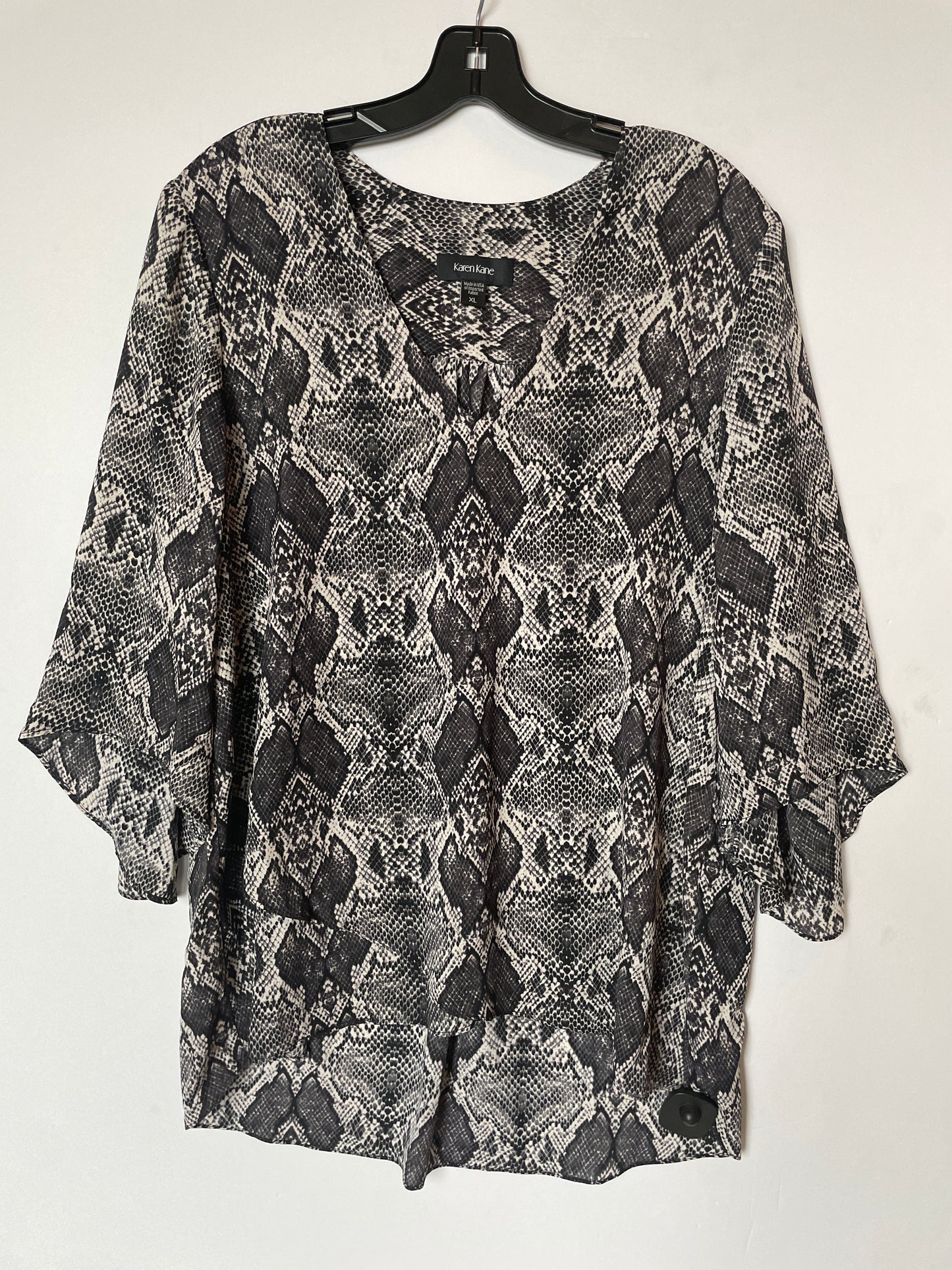 Snakeskin Print Top Short Sleeve Karen Kane, Size Xl