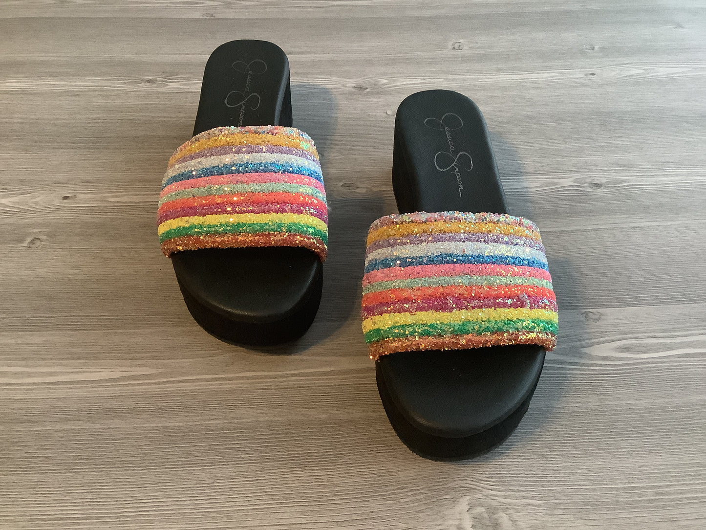 Multi-colored Sandals Heels Platform Jessica Simpson, Size 9