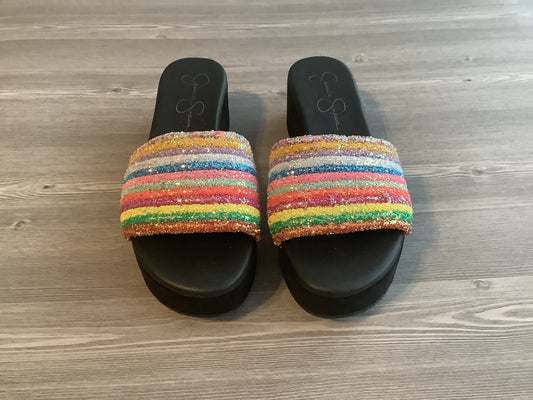 Multi-colored Sandals Heels Platform Jessica Simpson, Size 9