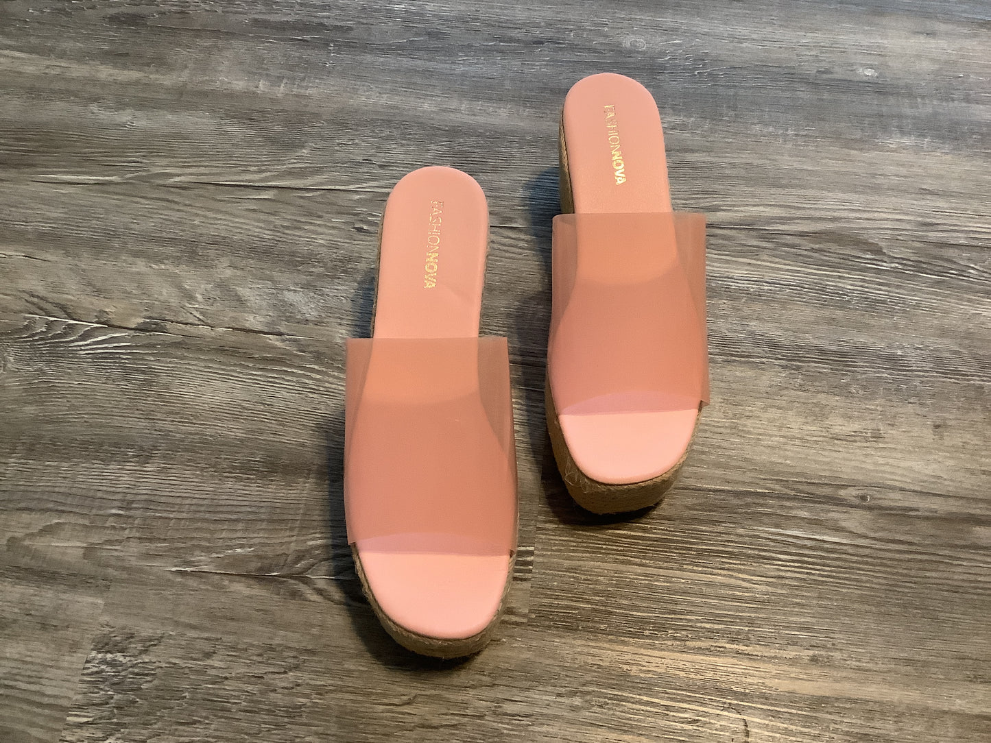 Pink Sandals Heels Block Fashion Nova, Size 9