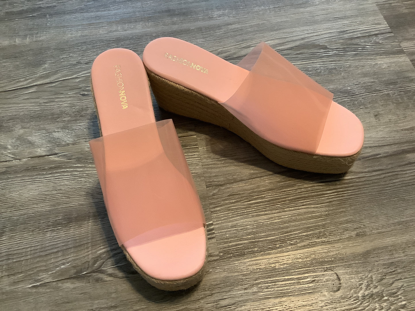 Pink Sandals Heels Block Fashion Nova, Size 9