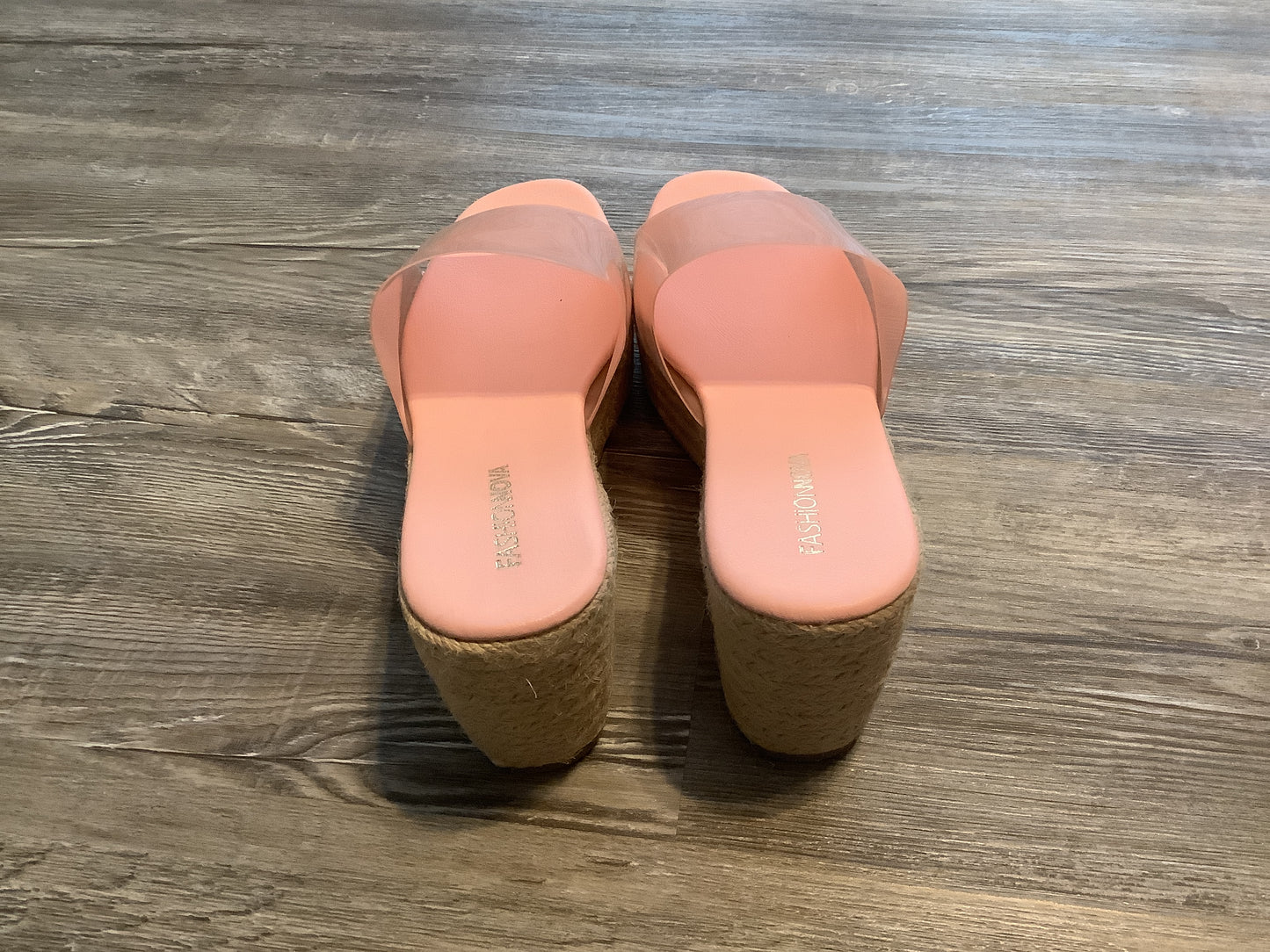 Pink Sandals Heels Block Fashion Nova, Size 9