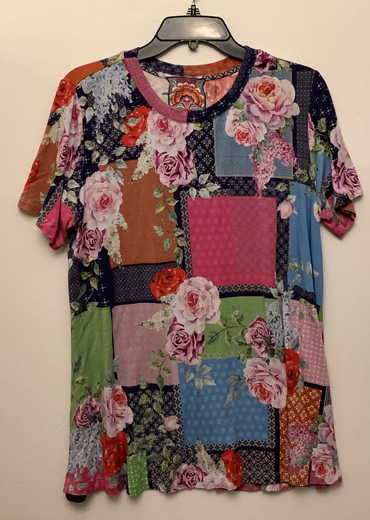 Top Short Sleeve By Johnny Was In Floral Print, Size: L