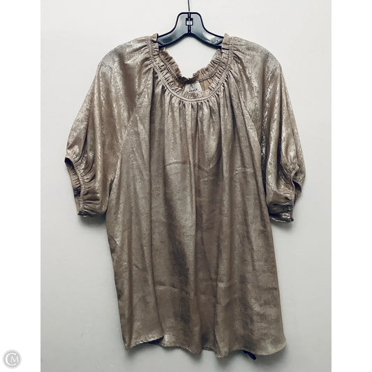 Top Short Sleeve By Andree By Unit In Silver, Size: 3x