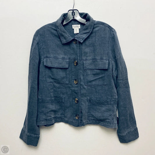 Jacket Shirt By Nicole By Nicole Miller In Blue, Size: L