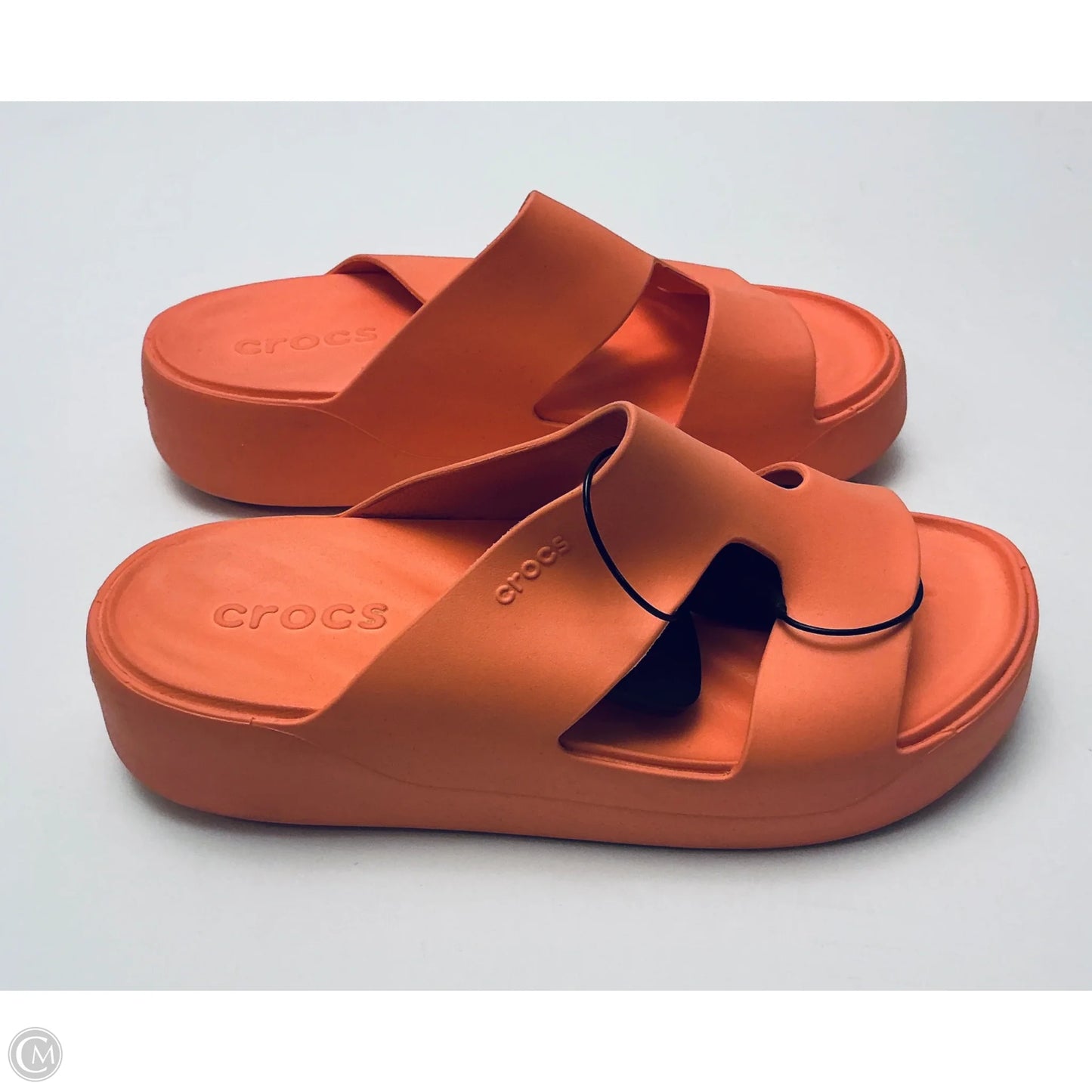 Sandals Heels Wedge By Crocs In Orange, Size: 9