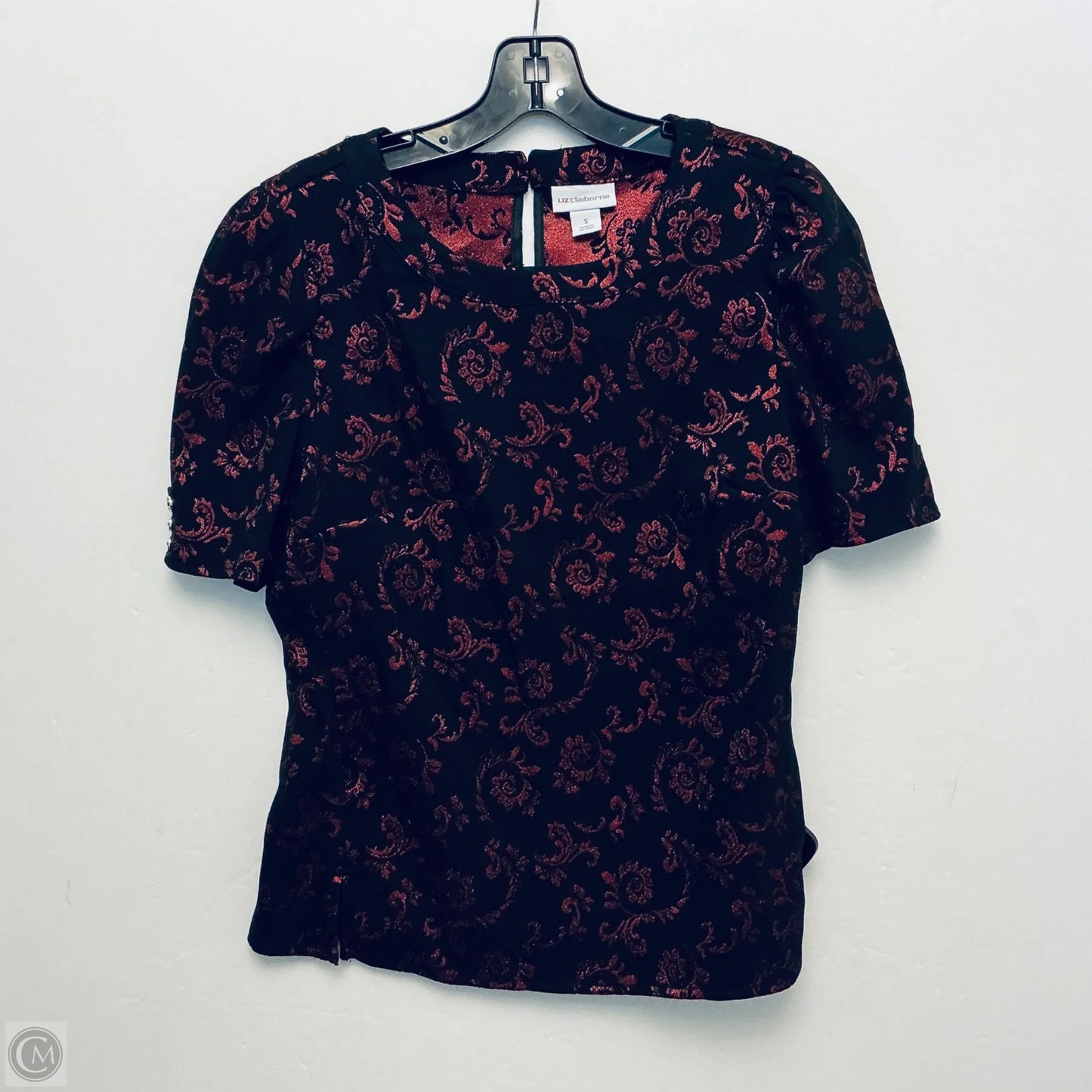 Top Short Sleeve By Liz Claiborne In Black & Red, Size: S