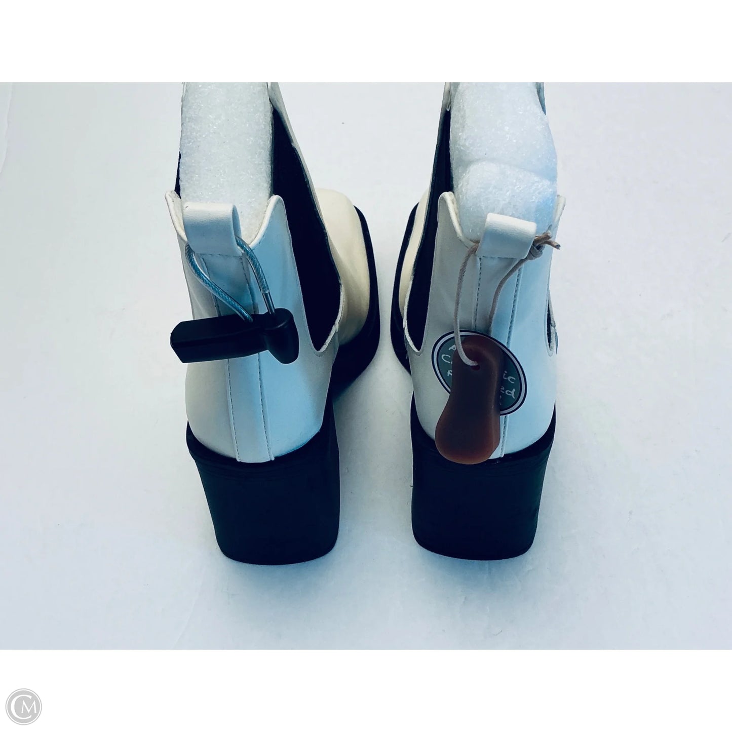 Boots Ankle Heels By Mia In Black & White, Size: 6.5