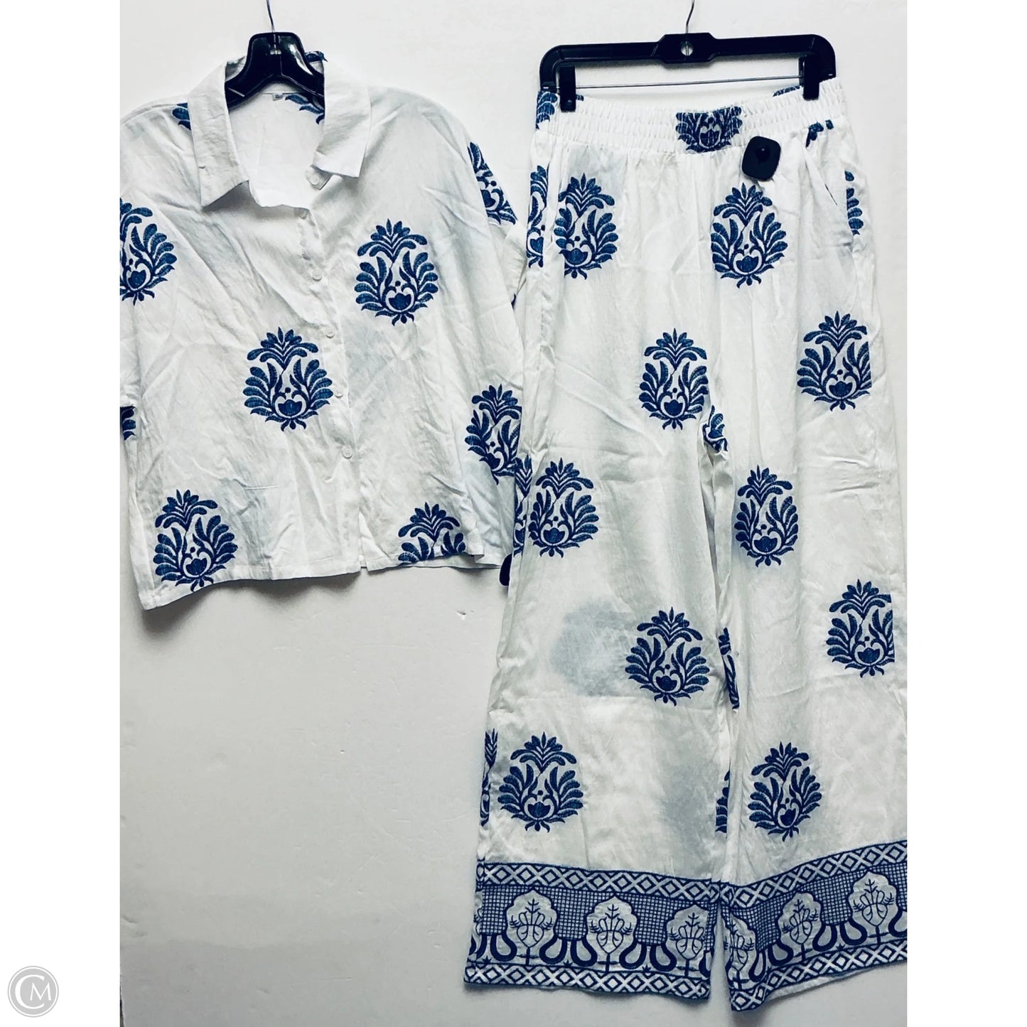 Pants Set 2pc By Cme In Blue & White, Size: 1x