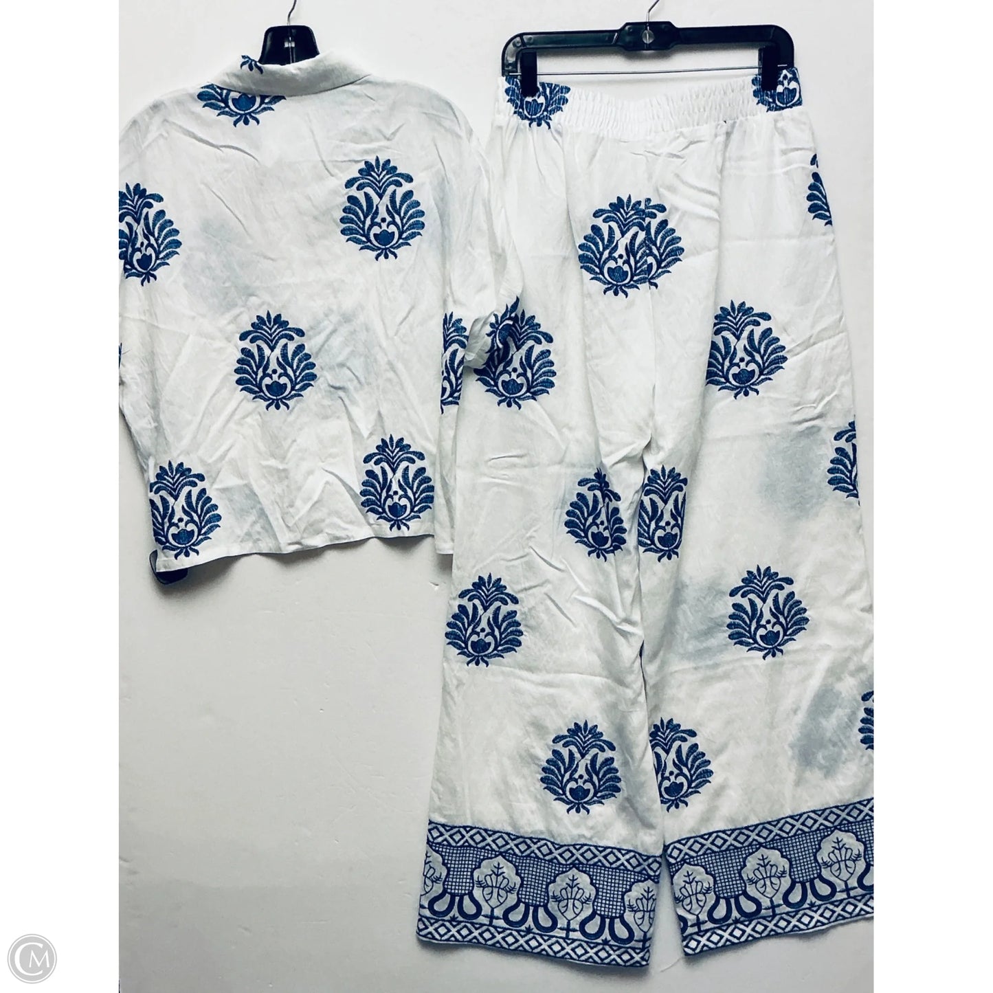 Pants Set 2pc By Cme In Blue & White, Size: 1x