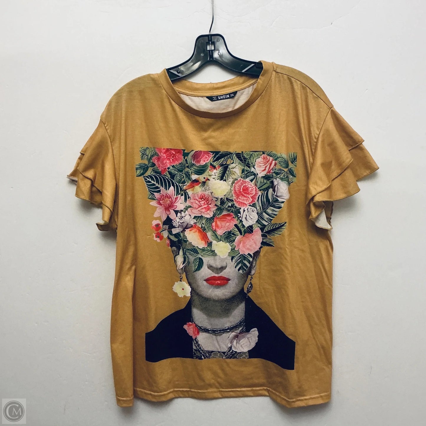 Top Short Sleeve Basic By Shein In Yellow, Size: 2x