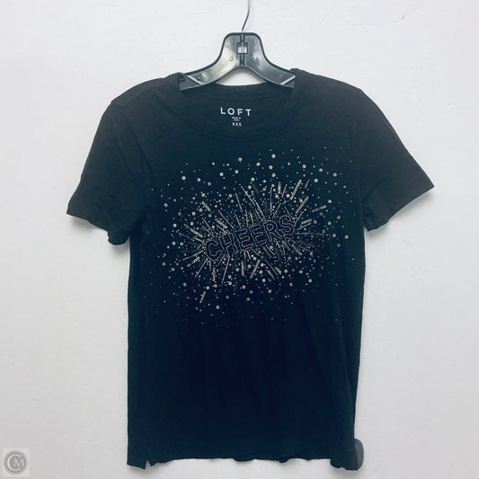 Top Short Sleeve By Loft In Black & Gold, Size: Xxs
