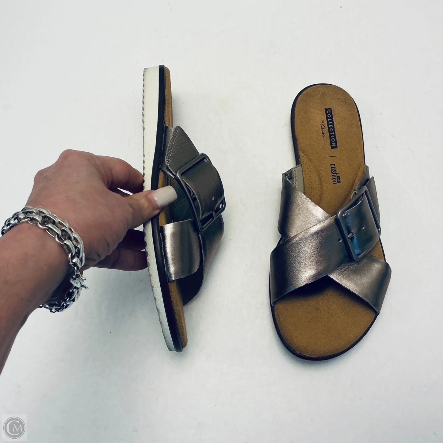 Sandals Flats By Clarks In Grey, Size: 8.5