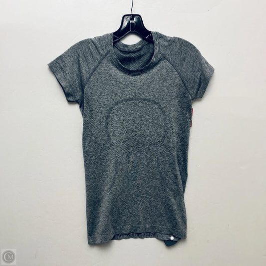 Athletic Top Short Sleeve By Lululemon In Grey, Size: 6