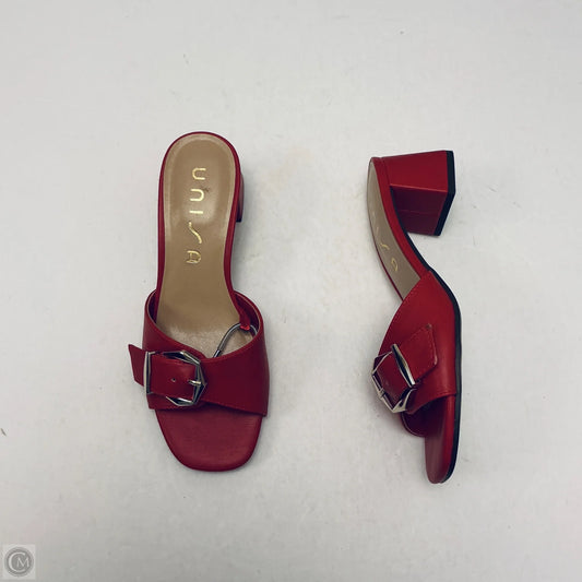 Sandals Heels Block By Unisa In Red, Size: 5.5