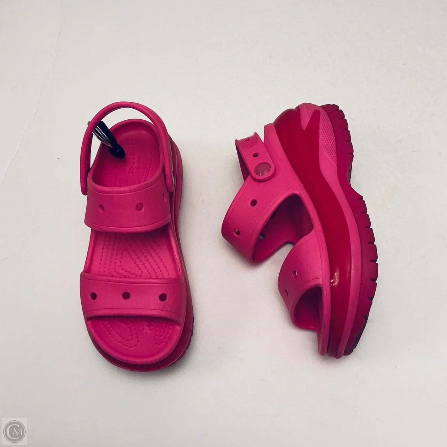 Sandals Heels Platform By Crocs In Pink, Size: 7