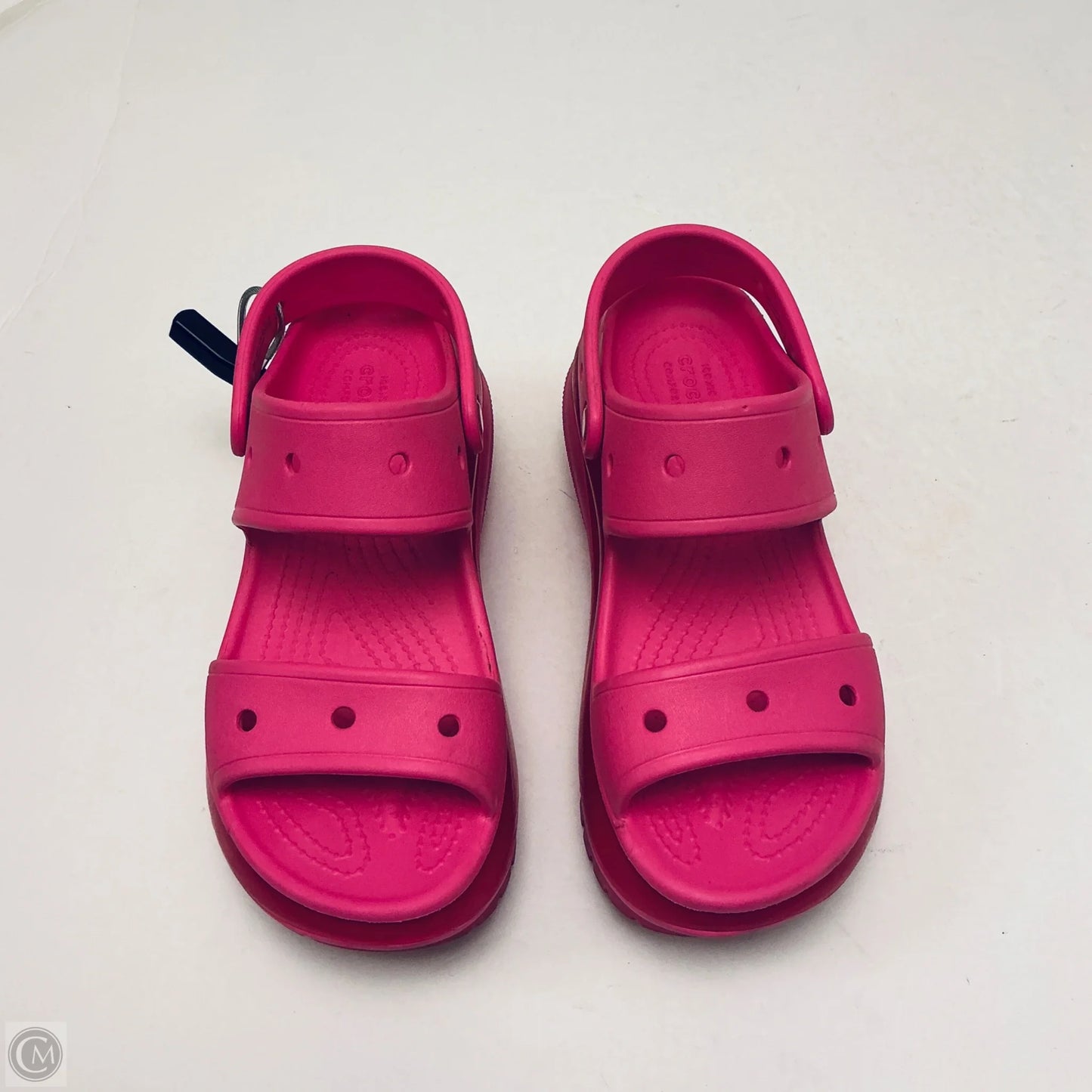 Sandals Heels Platform By Crocs In Pink, Size: 7