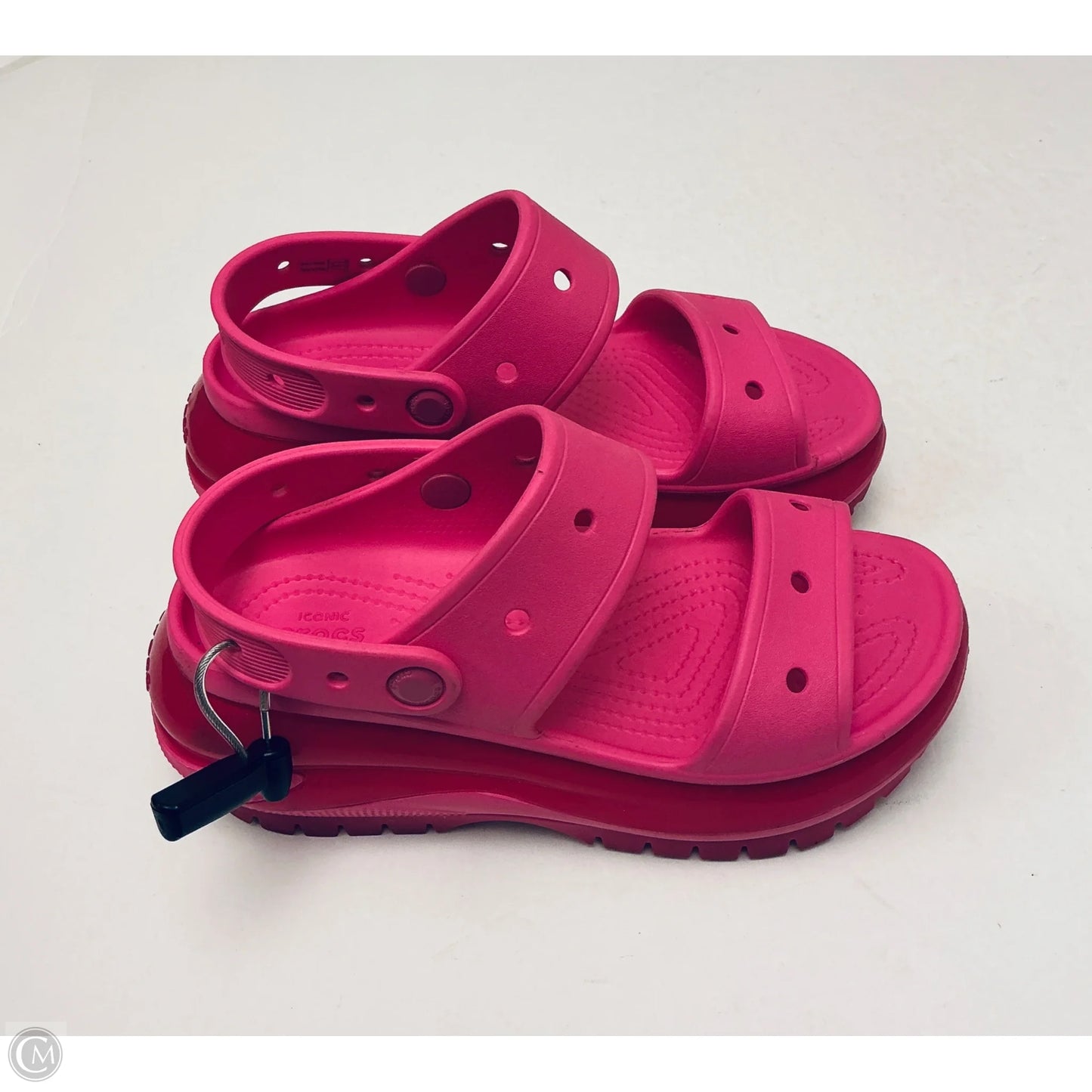 Sandals Heels Platform By Crocs In Pink, Size: 7