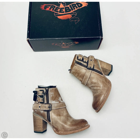 Boots Ankle Heels By Freebird In Tan, Size: 9