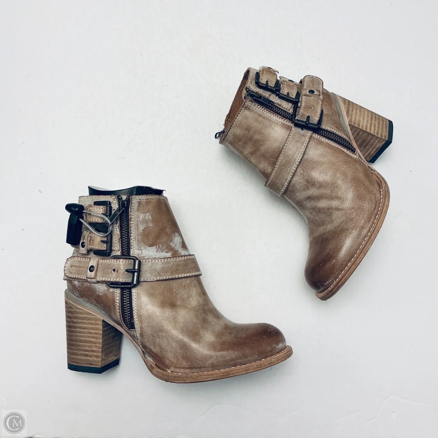 Boots Ankle Heels By Freebird In Tan, Size: 9