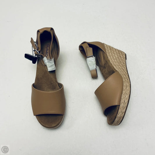 Sandals Heels Platform By Style And Company In Tan, Size: 7.5