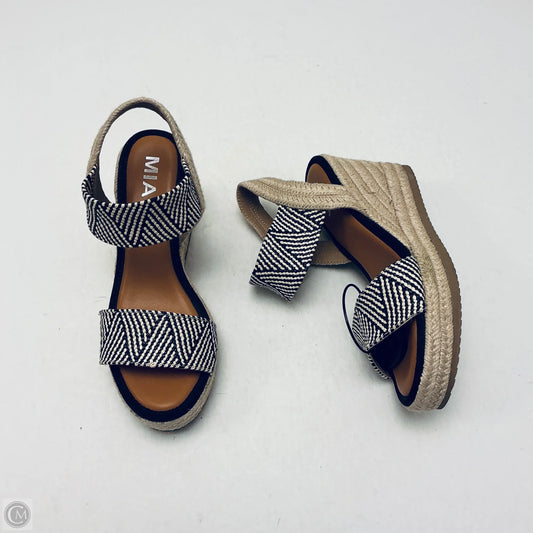 Sandals Heels Wedge By Mia In Black & White, Size: 6