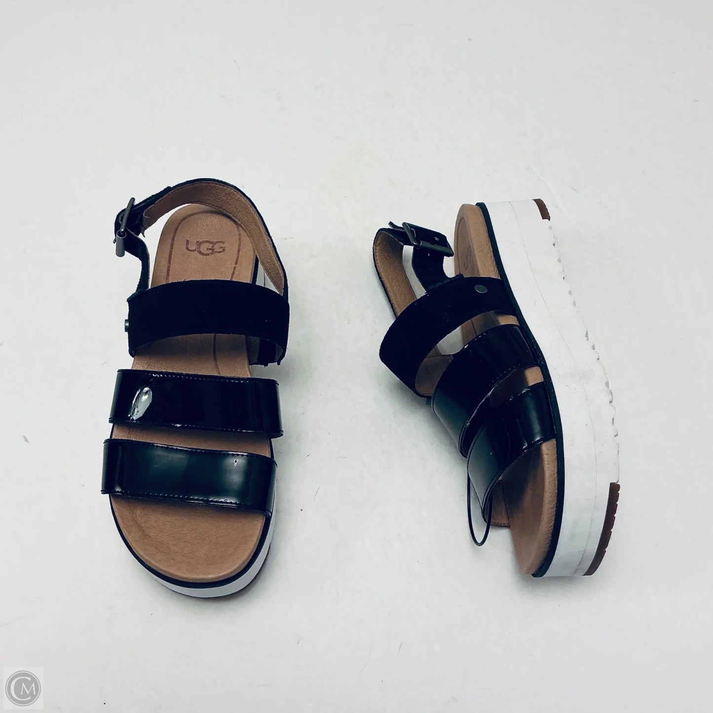 Sandals Designer By Ugg In Black & White, Size: 5.5