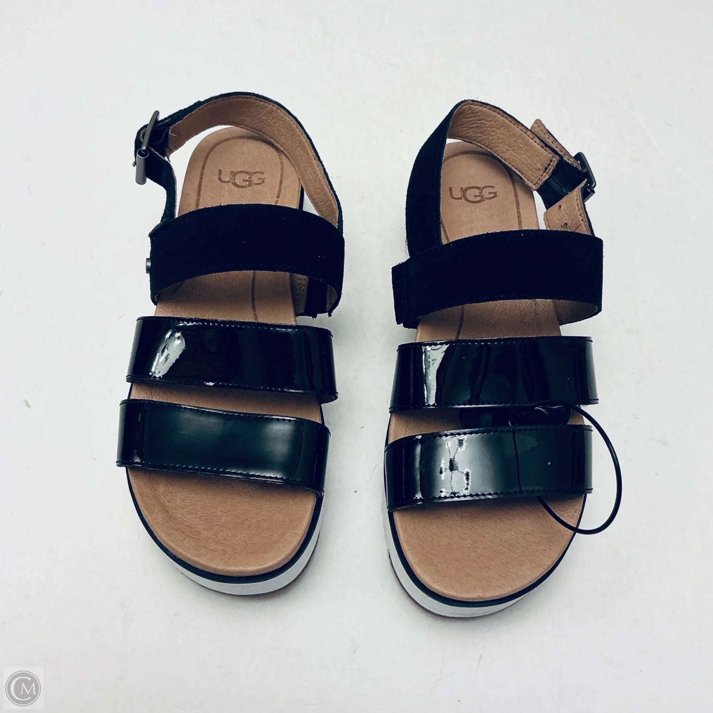 Sandals Designer By Ugg In Black & White, Size: 5.5