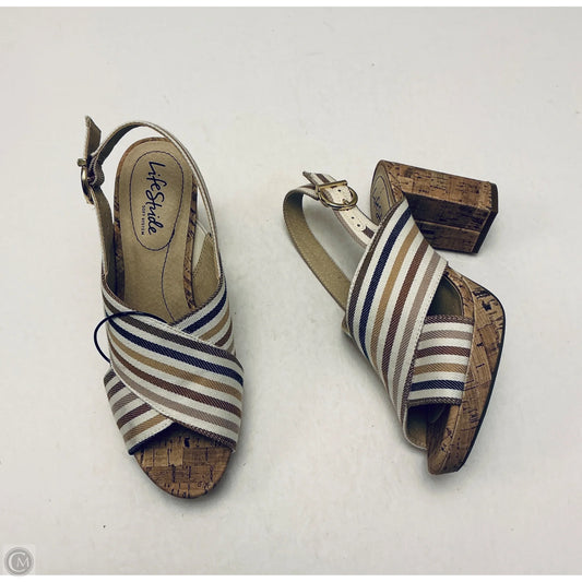 Sandals Heels Block By Life Stride In Striped Pattern, Size: 7
