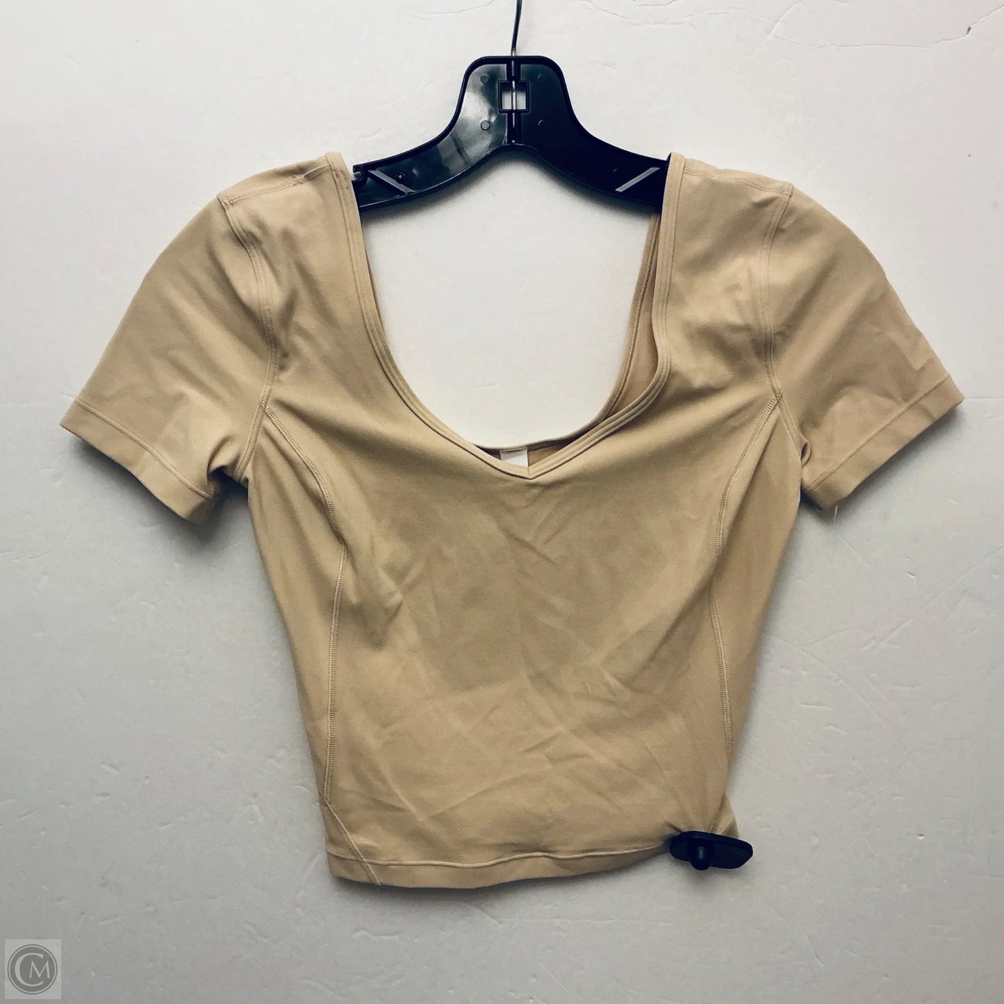 Athletic Top Short Sleeve By Lululemon In Tan, Size: 2