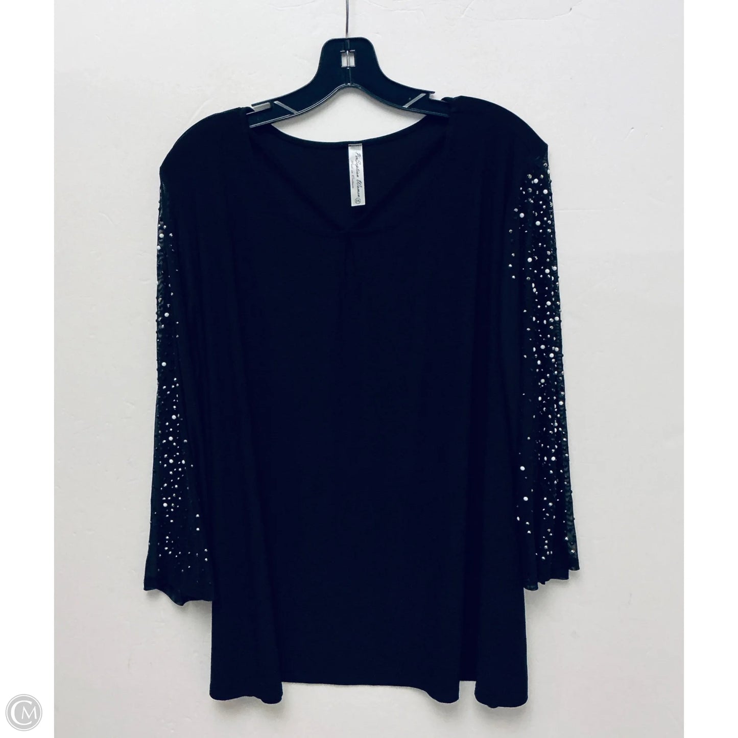 Top Long Sleeve By Perseption Concept In Black, Size: 3x