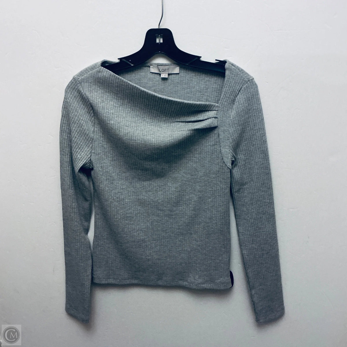 Top Long Sleeve Basic By Loft In Grey, Size: M