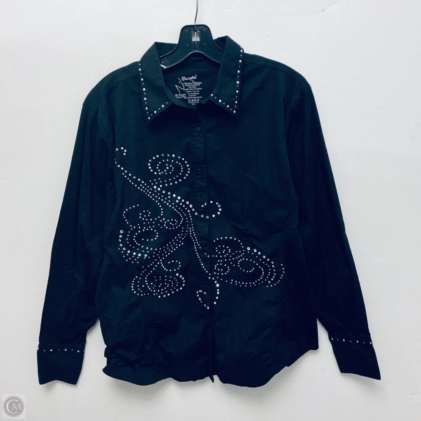 Top Long Sleeve By Wrangler In Black, Size: Xl