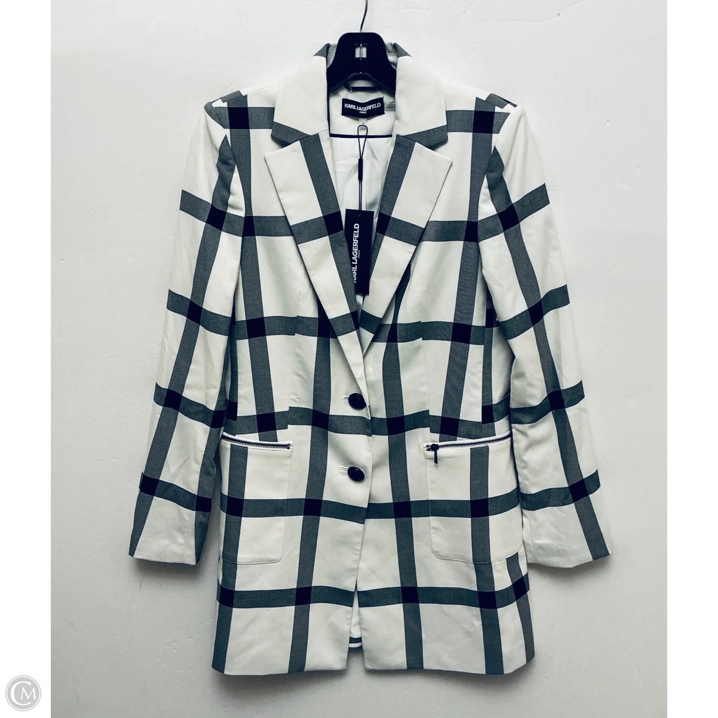 Jacket Designer By Karl Lagerfeld In Checkered Pattern, Size: S