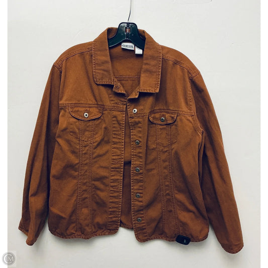 Jacket Shirt By Chicos In Brown, Size: Xl