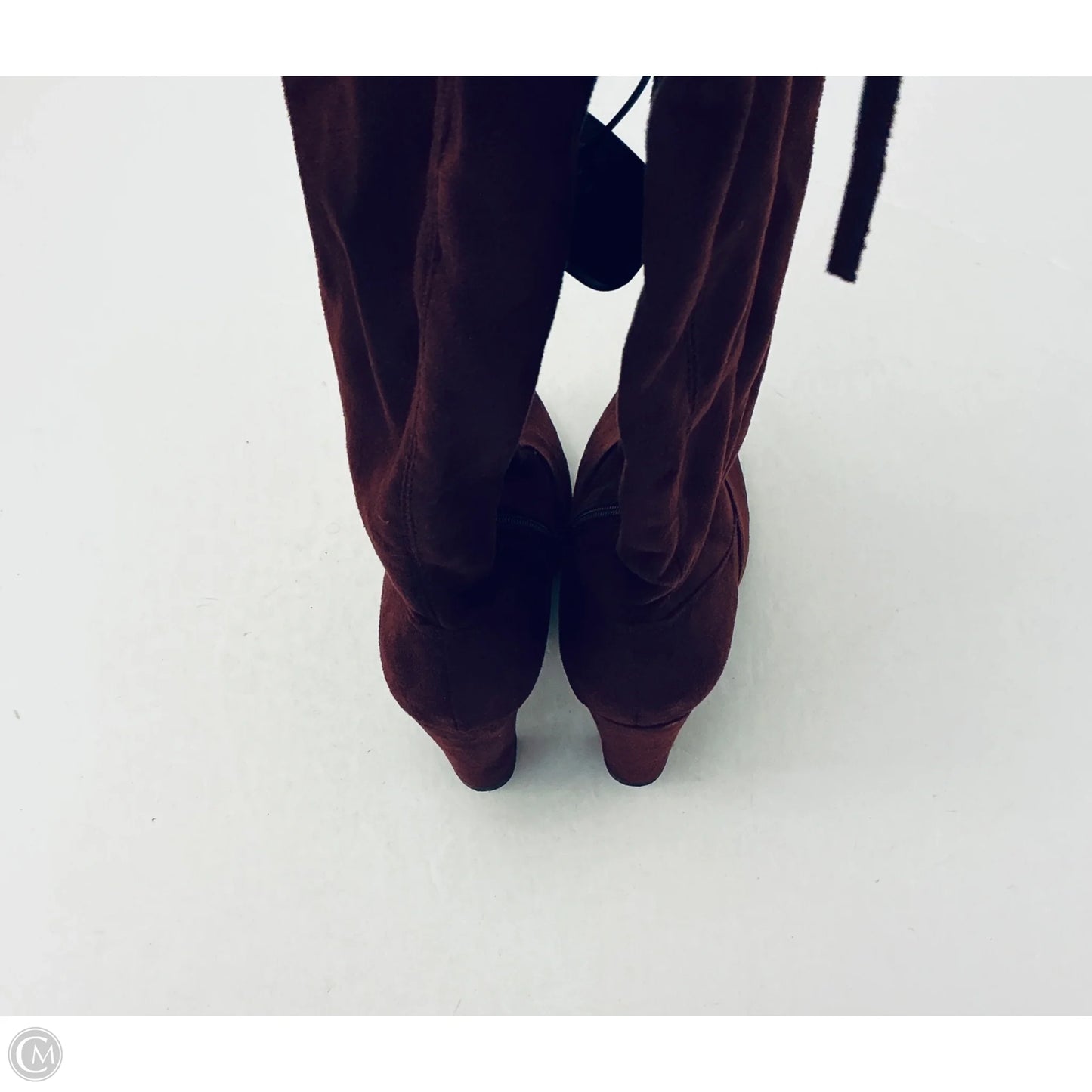Boots Knee Heels By Top Moda In Maroon, Size: 6.5